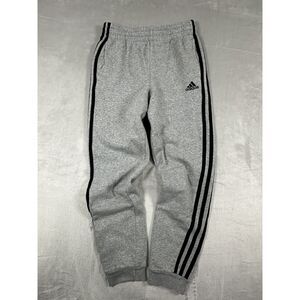 VTG Y2K ADDIAS Sweatpants Boys Grey Black 3‎ Stripes Cotton Joggers Size L